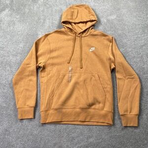 Nike Sportswear Club Embroidered Logo Fleece Pullover Hoodies Men's Size S Khaki